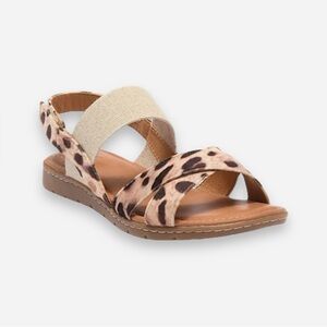 B.O.C Caty Natural Leopard Fabric Sandal Sz 7 NIB
